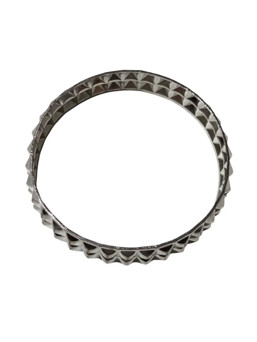 Pyramid Studded Bangle Bracelet Silver Tone Metal Punk Rocker Y2K Fashion Women
